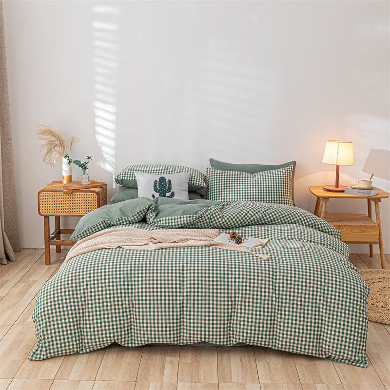 Cama de algodón lavado de algodón de clase A juego de cuatro piezas sábanas de edredón de algodón individual