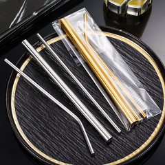 Cross-border Amazon 304 stainless steel straw beverage boba milk tea coffee colorful metal straw set