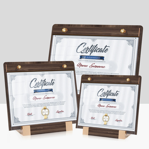 A4 Honor Certificate Frame Solid Wood Certificate Framed Authorization Letter Photo Frame Desk Card Table Card Stand Display Card