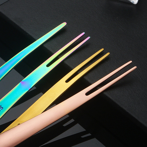 Creative 304 stainless steel fruit fork dessert spoon fruit fork ins Nordic style dual-purpose fork spoon moon cake small fork spoon