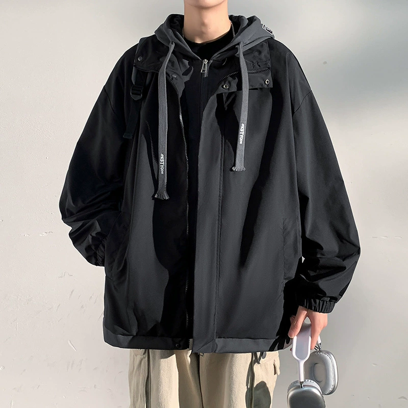 Весенние и осенние новые куртки для мужчин, мужские куртки с капюшоном для спорта и отдыха, молодежные свободные и универсальные тренды в гонконгском стиле.