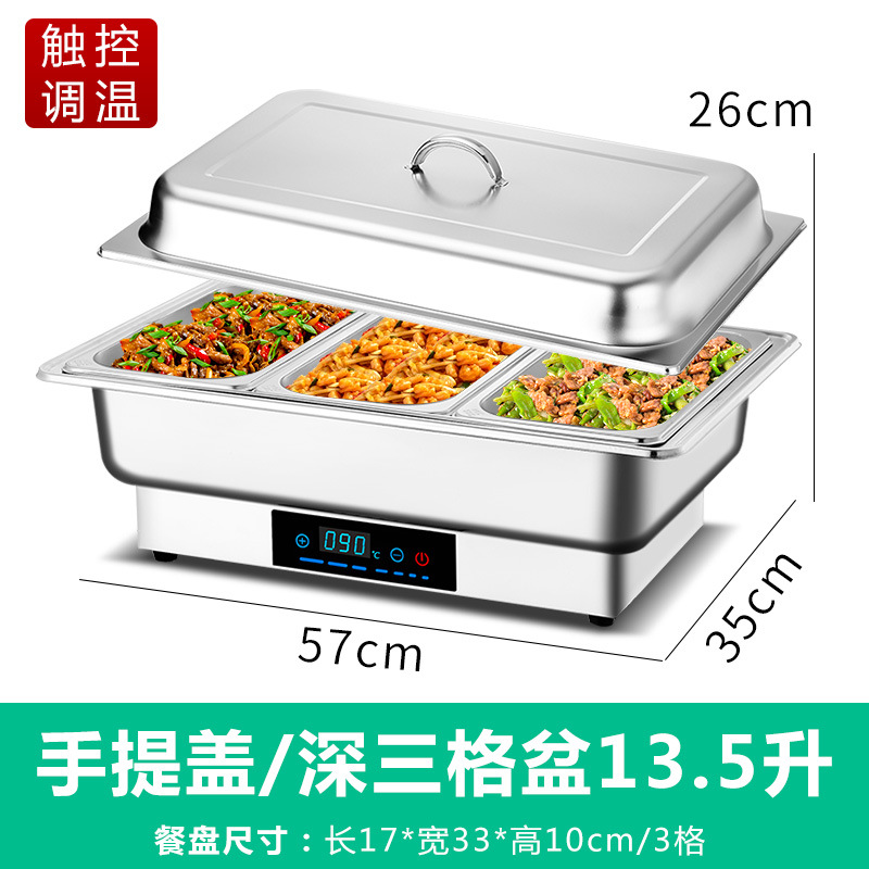 Acero inoxidable calefacción eléctrica buffet estufa flip-tapa visual desayuno aislamiento estufa espesada Hotel vajilla cuadrado buffet estufa