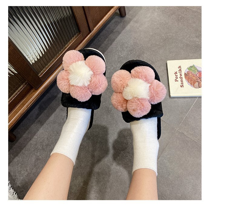 Flower Home Plush Cotton Slippers NSDFX81870