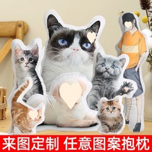 可爱猫咪狗来图异形抱枕DIY礼物靠垫3D 照片靠枕动漫腰枕