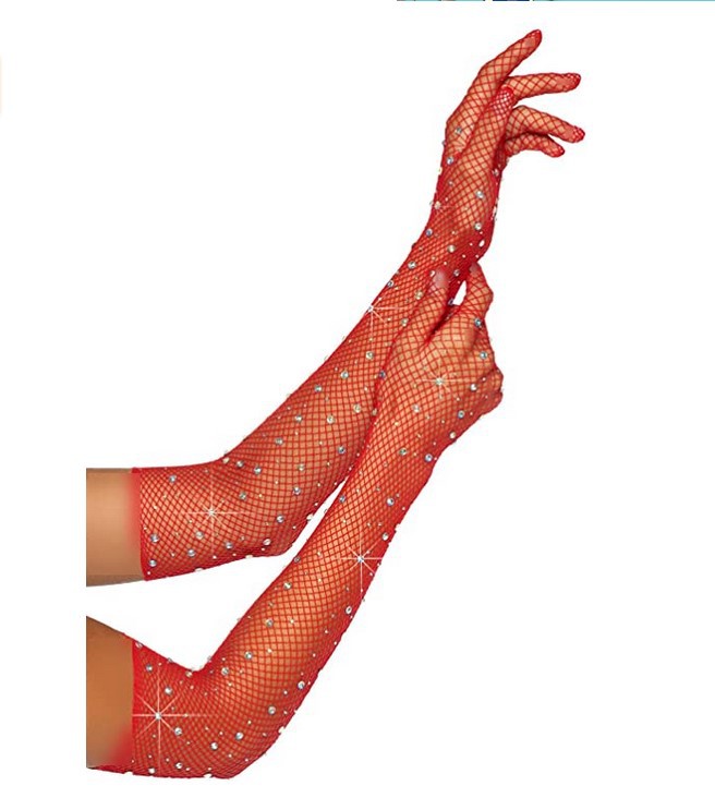 Moda europea y americana flash diamante malla disco retro malla negro elástico color diamante guantes eléctrica sílada ropa Accesorios