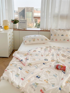 【Renew Home Textiles】Glutinous Rice Knitted Air Conditioning Quilt Cherry Summer Quilt Cute Fresh Summer Cooling Quilt Machine Washable Thin Quilt