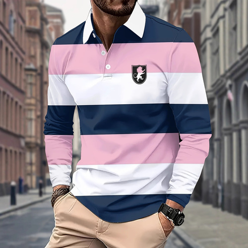 Fast-selling two-piece 24 new style lapel sports polo shirt—new European and American men’s version