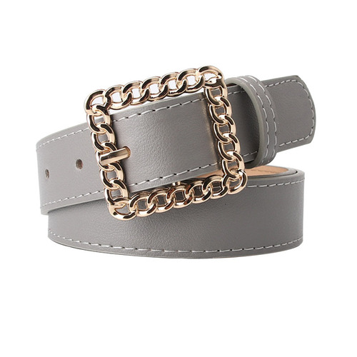 Trendy Lady Belt with Hollow Square Buckle, Women's Decorative Belt, Elegant and Simple Denim Belt, Factory Wholesale