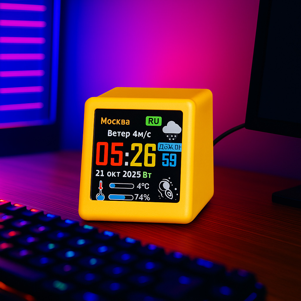 Russian Language Wifi Smart Simple Desktop Computer Weather Clock Color Screen Temperature and Humidity Weather Station Small Tv