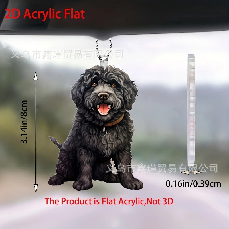 Nuevo acrílico plano transfronterizo perro decoración de automóviles colgante image 3