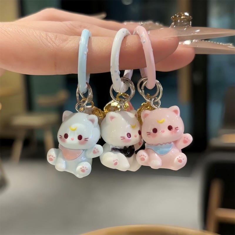 新しい猫漫画キーホルダー学生スクールバッグかわいいペンダントガールバッグアクセサリージュエリーギフト親友|undefined