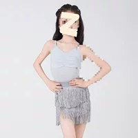 Новый топ на подтяжках для девочек для занятий латинскими танцами, детские тренировки с кисточками