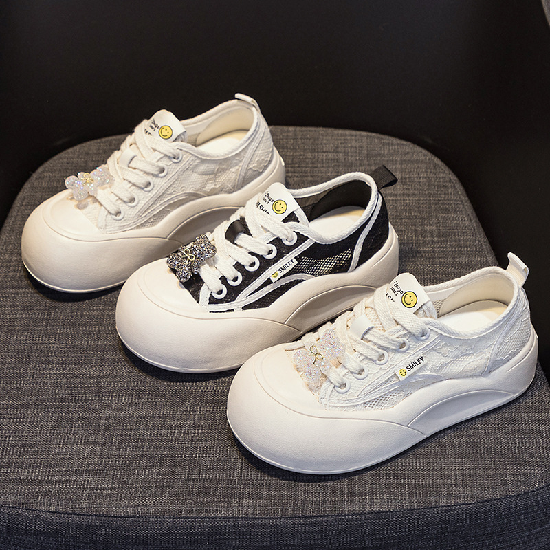 Giày sneaker nữ chunky đế dày mũi tròn phong cách Pháp — M2569 màu be, M2569 màu đen