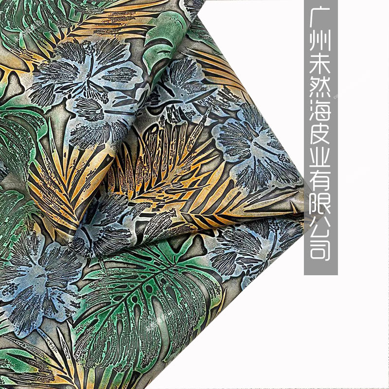 头层牛皮手绘手工擦色热带风情箱包家具家装