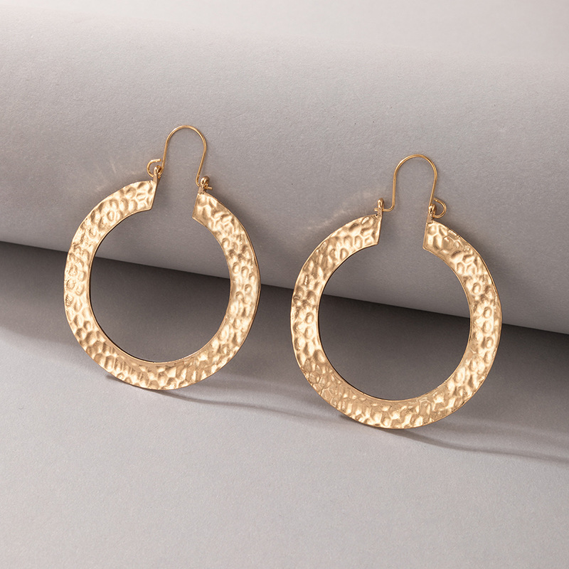 Simple Jewelry Golden Ring Earring Geometric Water Ripple Earrings display picture 3