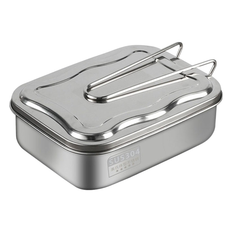 Caja de almuerzo de acero inoxidable 304 con asa multi-rejilla sellada caja de almuerzo de gran capacidad caja de picnic caja cuadrada