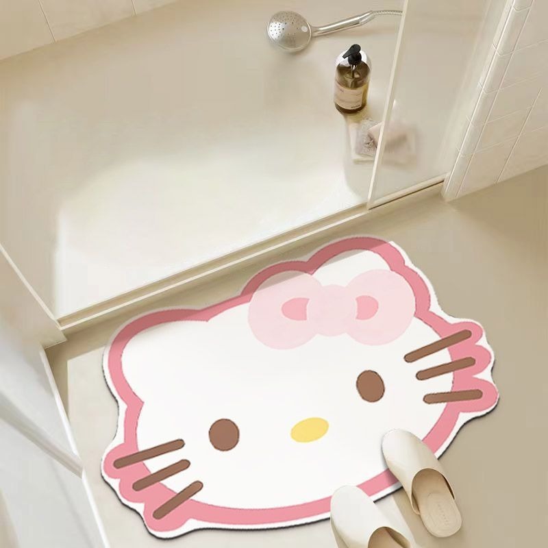 可爱凯蒂猫硅藻泥浴室吸水速干垫入户防滑门垫家用门口装饰脚垫|undefined