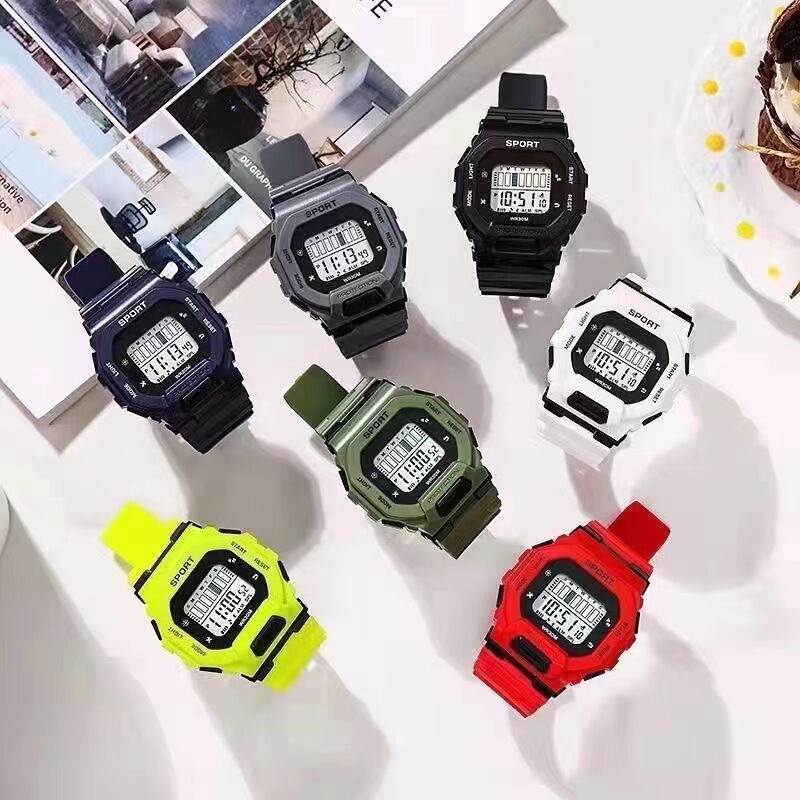 New Unicorn Junior Senior high school Student Watch Fashion Men's and Women's Square Sports Timing Luminous Electronic Watch Wholesale New Unicorn Junior Senior high school Student Watch Fashion Men's and Women's Square Sports Timing Luminous Electronic Watch Wholesale