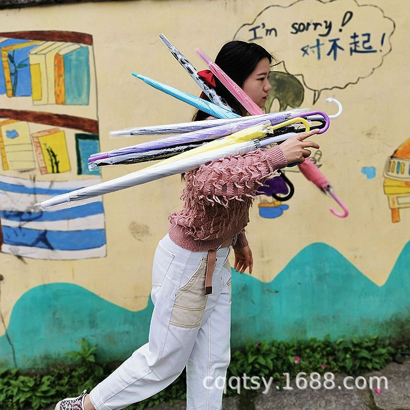 Rainbow Umbrella Plastic Disposable Umbrella Sunny and Rain Dual Use ins Student Color Long Handle Umbrella Wholesale Transparent Umbrella Rainbow Umbrella Plastic Disposable Umbrella Sunny and Rain Dual Use ins Student Color Long Handle Umbrella Wholesale Transparent Umbrella