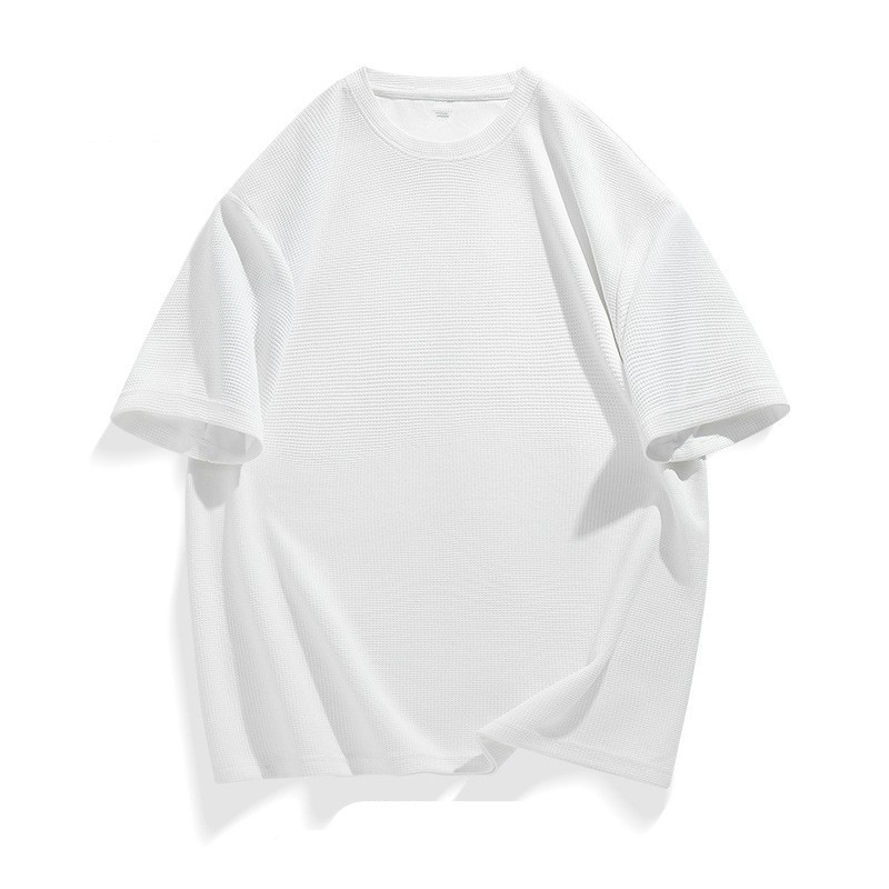 Guochao Brand Solid Color Short-sleeved Men's and Women's 2023 Summer Wafflesque Men's T-shirt Trendy Loose Half-sleeved T-shirt 12
