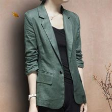 春秋棉麻小西装外套春秋新款薄款亚麻女士大码休闲显瘦西服七分袖