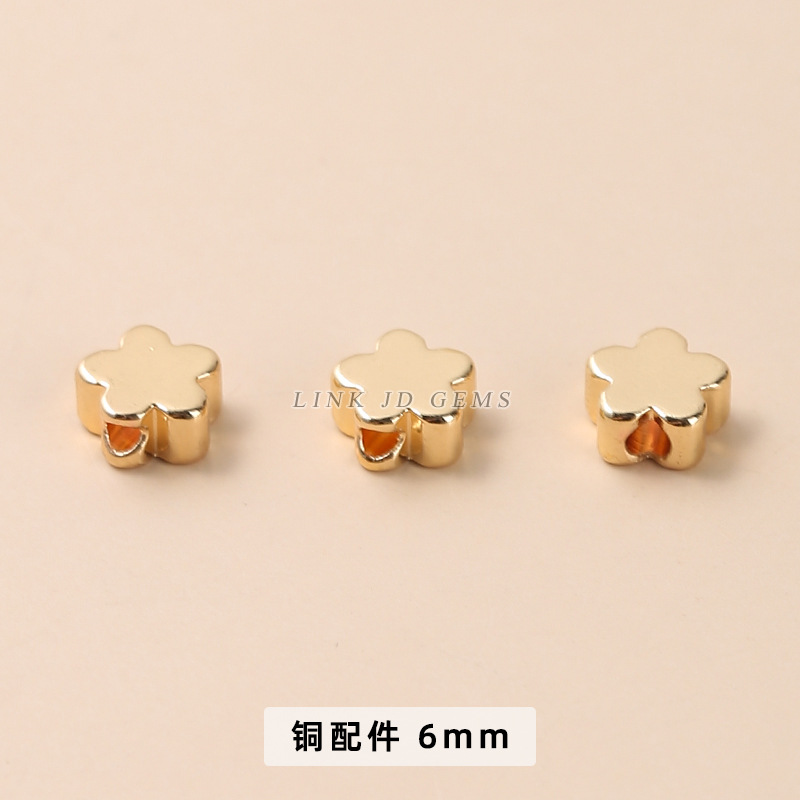KC golden five -petal flower copper beads