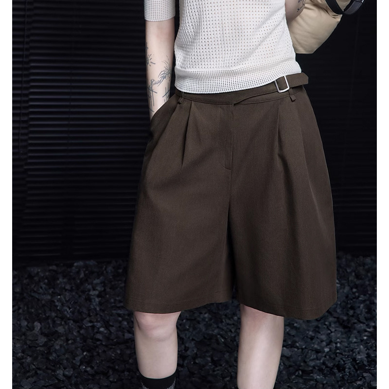 Brown Casual Shorts for Women 2025 Spring New Design Niche Simple High-End Japanese Style