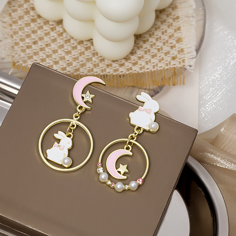 Earrings Classification 1 Pair Cute Cartoon Character Plating Alloy Artificial Pearls Earrings
