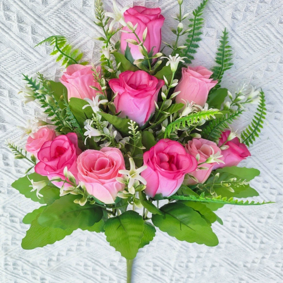  Flower 10-head two-color diamond rose fake flower single branch bedroom living room display decorative silk flower flower rose ins style