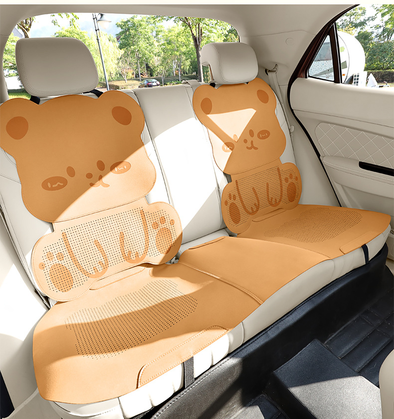 Suitable for Lexus cars, the suede seat covers feature a three-dimensional cartoon bear design, cute, comfortable, and breathable