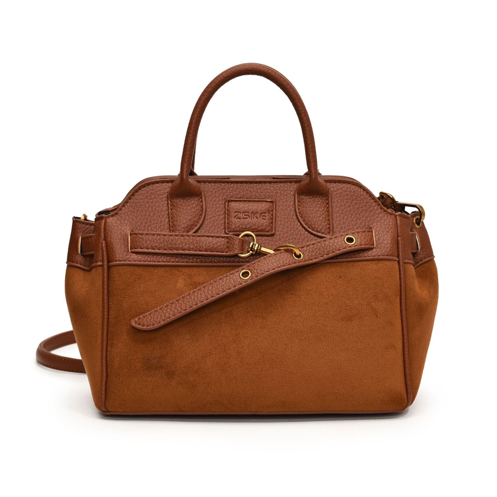 2024 otoño e invierno nuevo estilo retro todo-fósforo gamuza esmerilada hebilla de cinturón bolso de hombro de mano bolso de axila bolso de papel