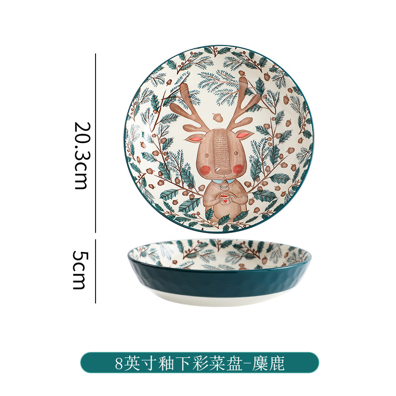 Animal de la historieta vajilla de cerámica plato creativo plato hogar plato de sopa de 8 pulgadas plato hondo plato lindo celebridad de Internet placa