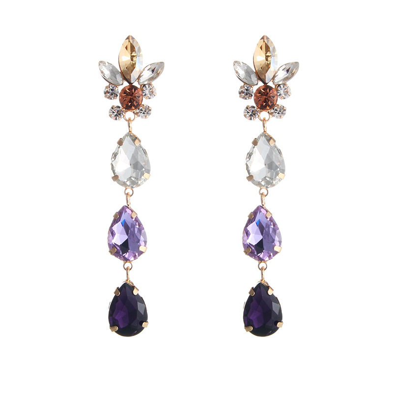 1 Pair Geometric Fashion Metal Rhinestones Drop Earrings display picture 5