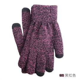 厂家冬季腈纶手套战术单色分指手套保暖触屏通用针织服饰手套