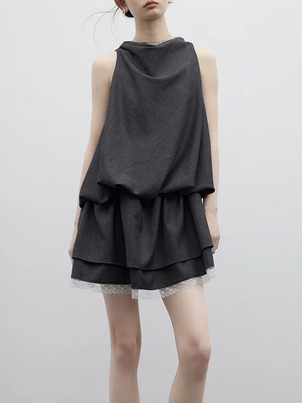 FUSSED 25SS インテリジェントロマンス_ドレープバブルスーツドレス|undefined
