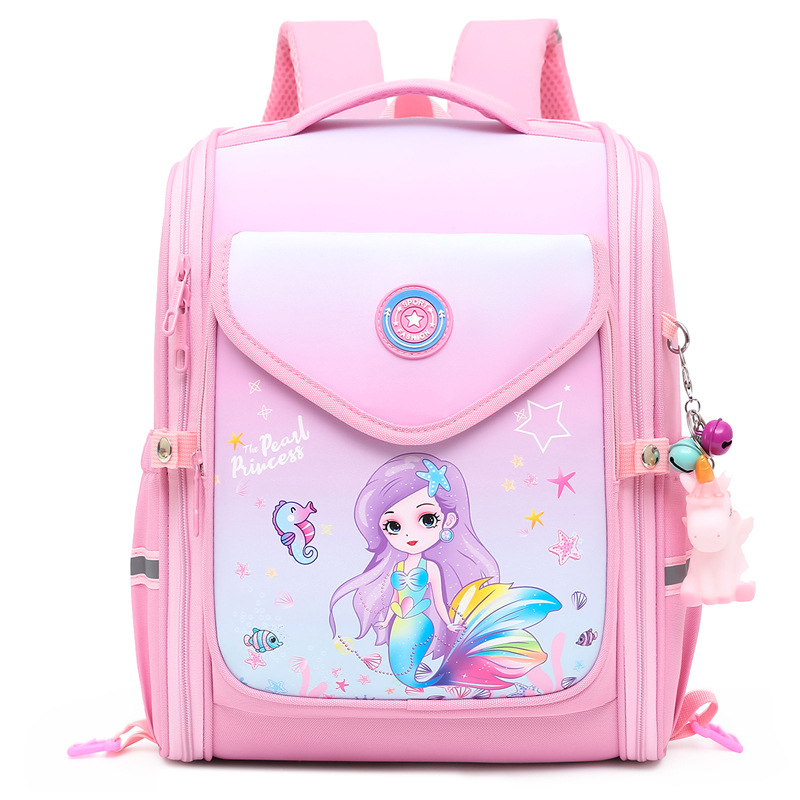 Mochila escolar con ruedas para estudiantes de primaria, mochila infantil con ruedas que reduce el peso y protege la columna vertebral, mochila escolar de sirena para niñas de primer grado