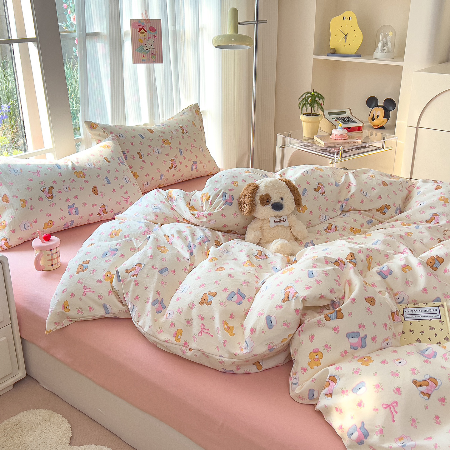 Madre y bebé clase A dormir desnudo algodón cuatro piezas cubierta sábanas de cama super suave cama dormitorio gaza tres piezas