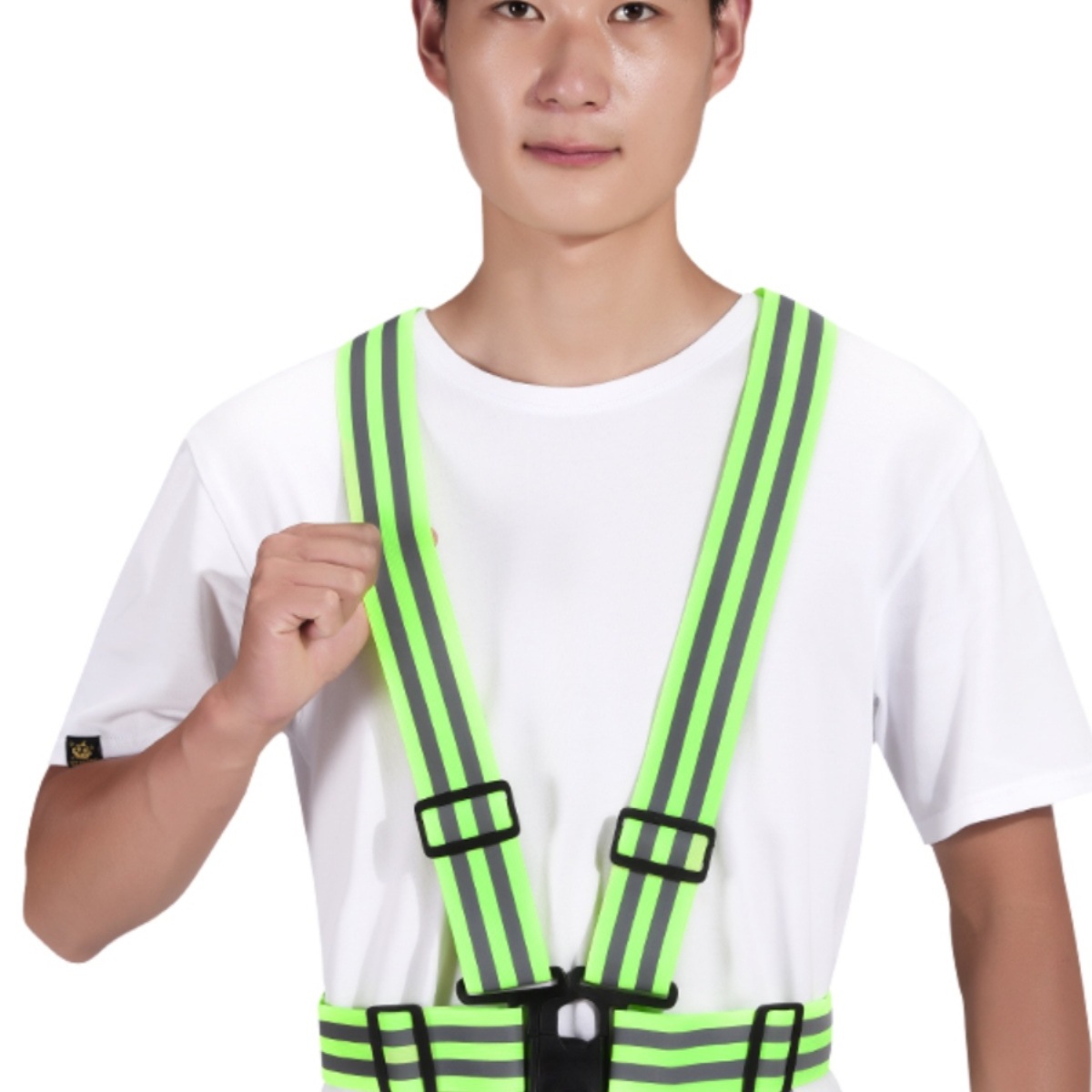 反光背心马甲骑行夜跑环卫施工程警示防护松紧弹力背带反光衣