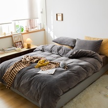 加厚天鹅绒四件套法兰绒冬季牛奶绒被套床单床笠款珊瑚绒床上用品