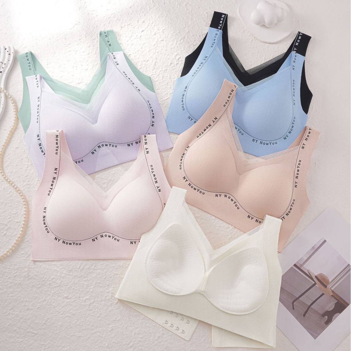 Ventas directas de fábrica comercio electrónico transfronterizo Sudeste de Asia Vietnam Tailandia damas sensación de frescura, sujetador de colección lateral ligero y sin costuras