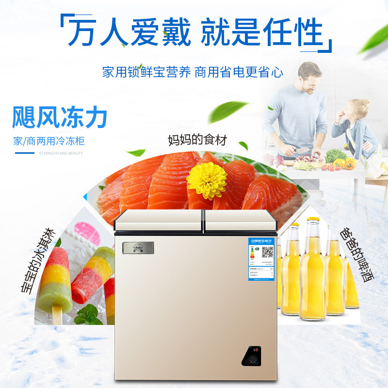 No Frost Small Freezer Small Household Fully Frozen Refrigeration Dual-Purpose Cabinet Mini Commercial Freezer First-Class Energy Saving