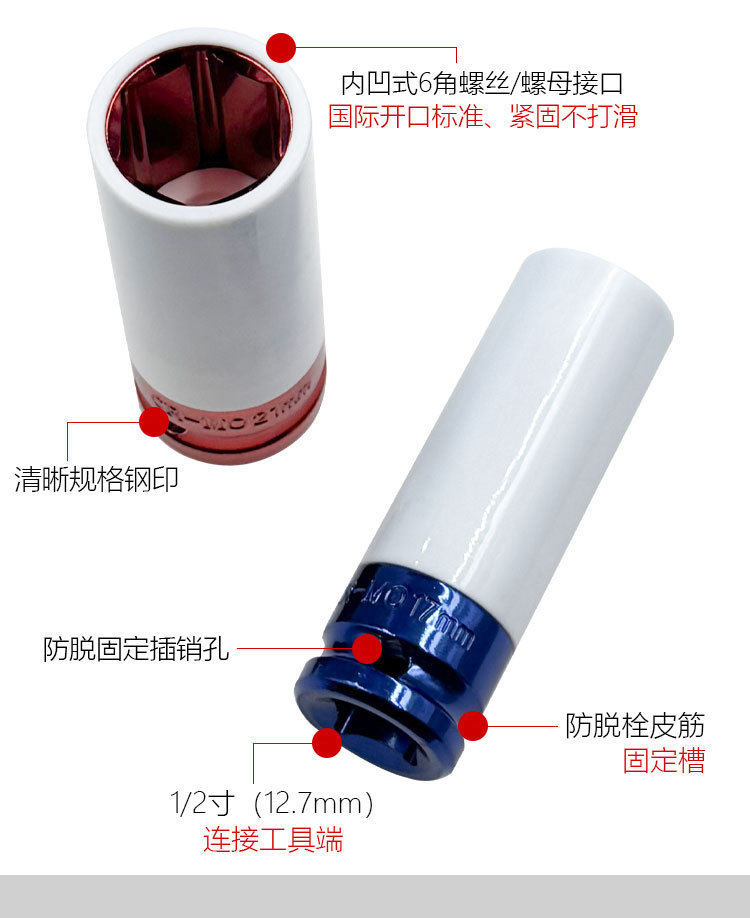 Special Socket Head for Small Air Gun Tire Screws, Extended Wheel Hub Anti-Scratch Protective Sleeve 17/19/21/22mm