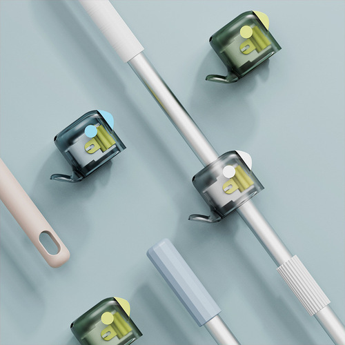 Mop hook hanger free of punching wall-mounted bathroom mop storage rack adhesive strong fixed buckle broom clip