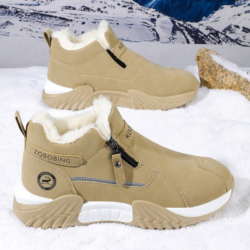 Zapatos de hombre de un pie de invierno nuevos zapatos de algodón cálidos de lana de alta altura hombres casuales deportivos cómodos zapatos de conducción de trabajo