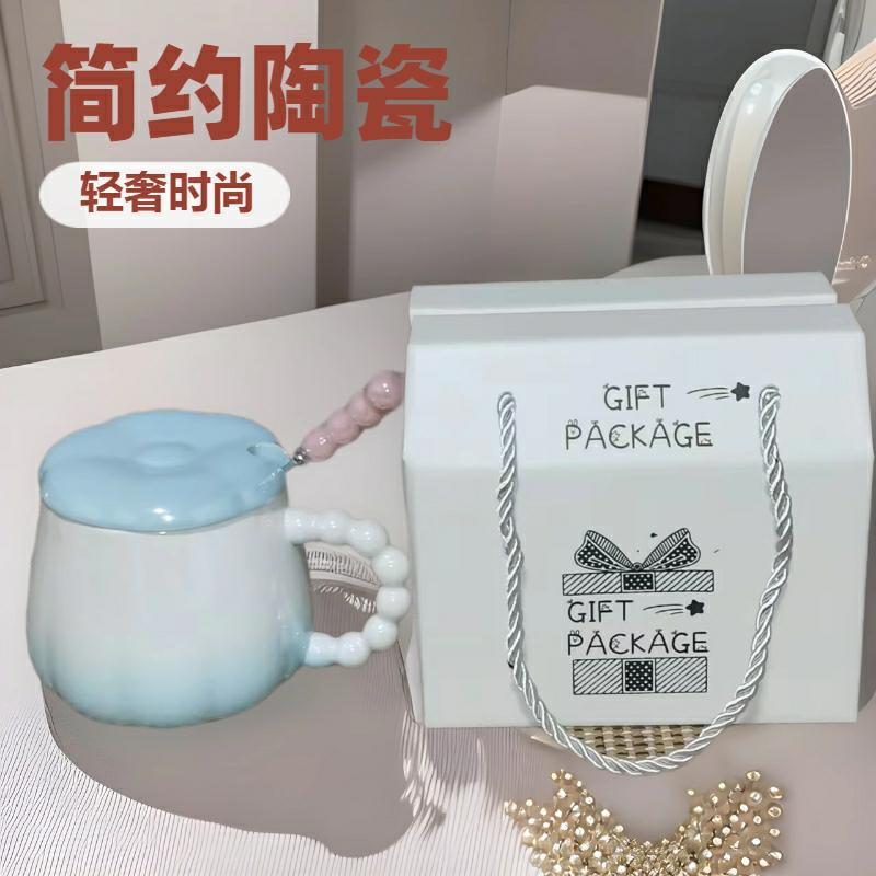 파란색 10개 진주 손잡이 스푼 10개 뚜껑(선물 상자)