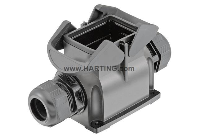 harting/浩亭 原装进口19411060272 双锁扣 边出线 表面安装底座