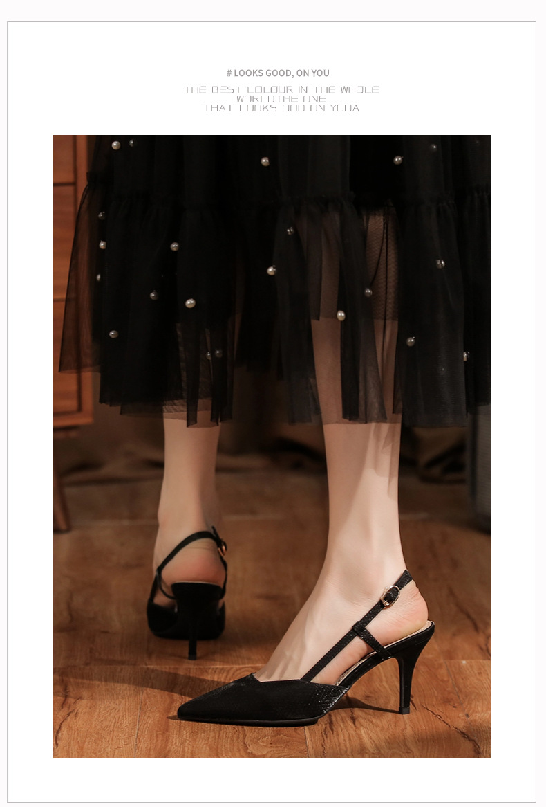 7755B Front Wrap Back Open Heel Sandals High Heels Elegant Commuting Versatile Daily Professional Temperament Women's_voghion.com