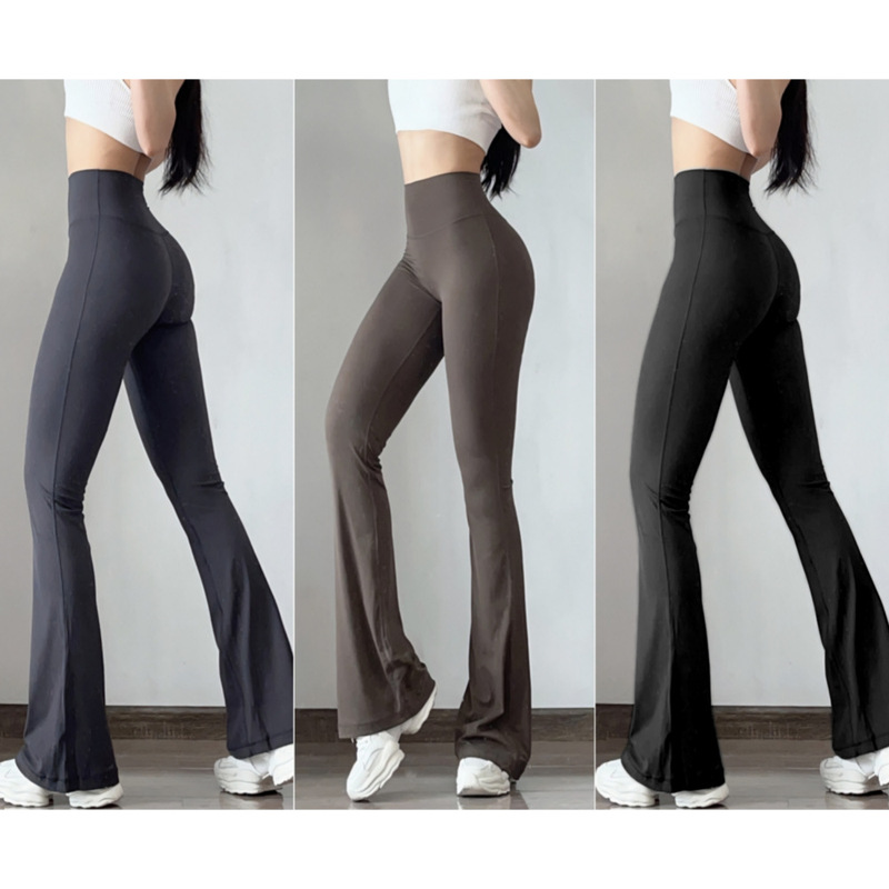 Sports Flared Pants Women's High Waist Leg Showing Long All-match Yoga Pants Pilates Fitness Comfortable Tight Micro-pants 1515
