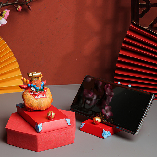 Guochao Dragon Figurine Phone Stand Company Annual Meeting Gift Practical Gift Cultural and Creative 12 Zodiac Dragon Year Gift