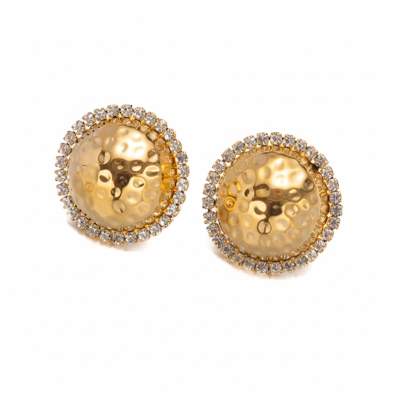 Tina Amazon transfronterizo 18k oro diamantes de acero de titanio pendientes de moda lujoso ligero multifuncional de alta calidad pernos de orejas de círculo para mujeres